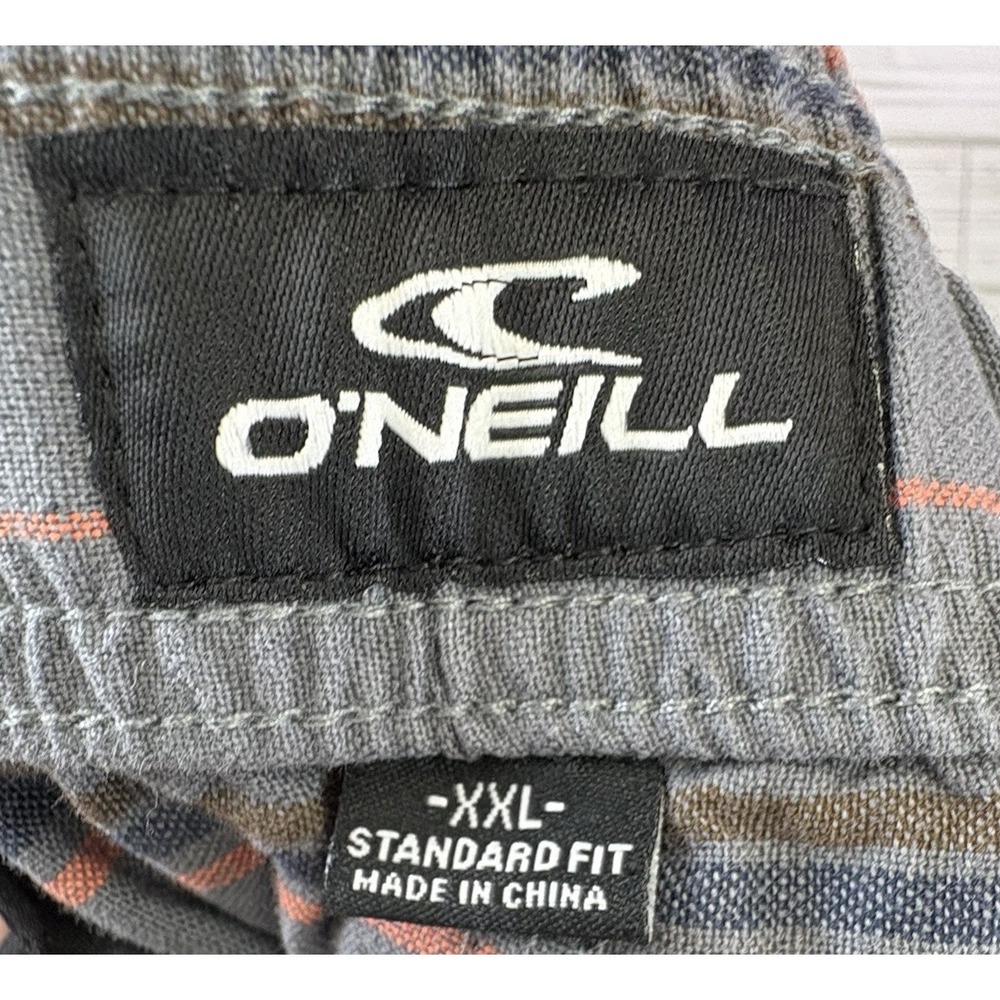 ONeill Men's Low Key Casual Striped Shorts Gray Red Sz 2XL Summer Beach - Picture 5 of 8
